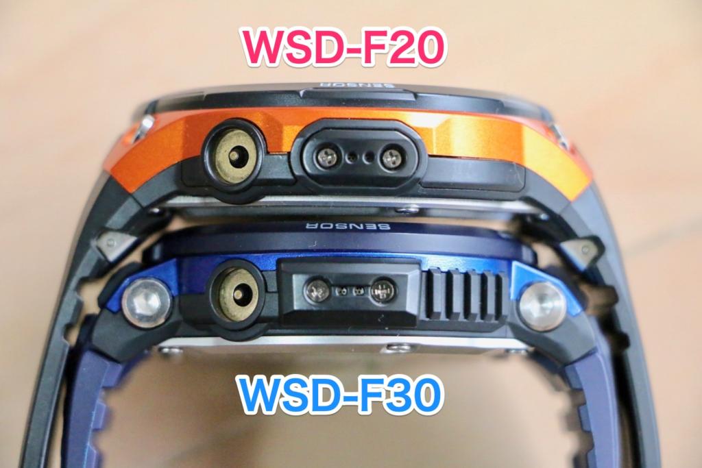 WSD-F30とWSD-F20マイクと充電端子