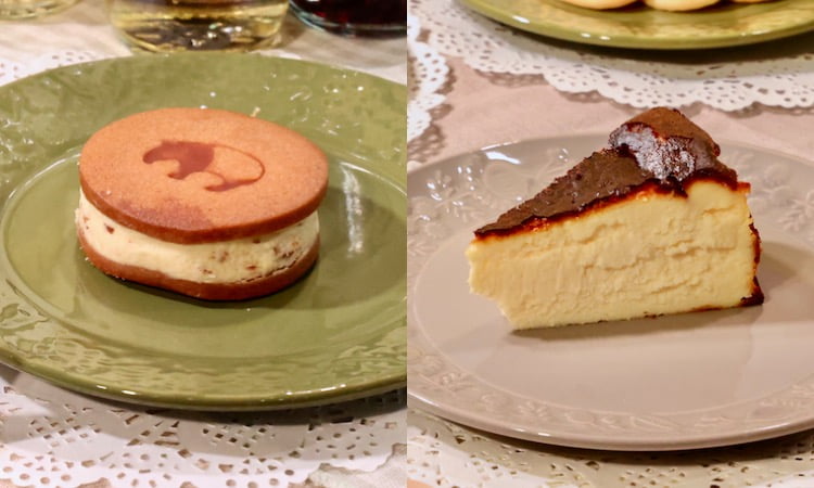 マルガクバターサンド（左）とバスクチーズケーキ（右）