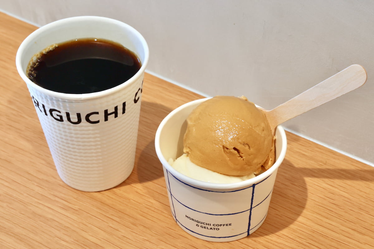 HORIGUCHI COFFEE & GELATO　コーヒーとジェラート（ダブル）のセット 1,150円